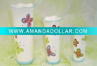 Ceramic flower vases with butterfly