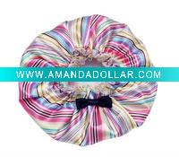 colorful satin shower cap