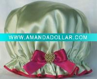 Satin shower cap with butterfly knit (Style 2011 new designs)