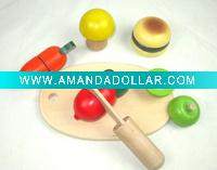 Wholesale wooden educational artificial fruit toys cutting toys kitchen toys for children