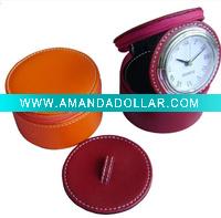 leather traval clock,factyory direct