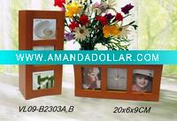 Wholesale wooden photo frame table clock w/3 panels