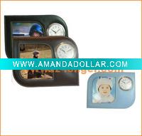 Wholesale Simple and elegant promotion gift leather photo frame clock
