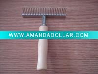 pet rake with wooden hand