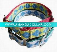 argyle patterns woven nylon pet collar,adjust dog collar