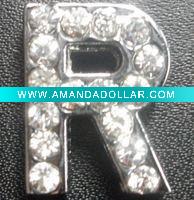 Wholesale slider pet charm rhinestone letters pet accessory