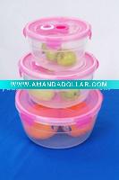 3-piece round clear plastic food container