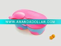 Functional 2 section plastic baby bowl with spoon