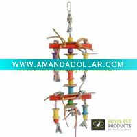 Wholesale Medium bird leather & wood rope toy