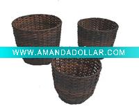 Wholesale 2011 Round Plastic Laundry Storage Baskets with Fabric Liner S/3