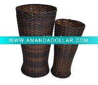 Wholesale Handmade Round Plastic Laundry Baskets S/2