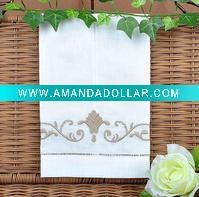 Wholesale Linen machine embroidery and hemstitch guest towel