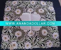 100%polyester embroidery floral table cloth