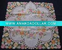 100%polyester embroidery floral table cloth