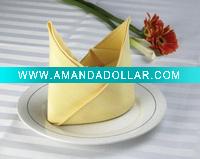 Wholesale 100% hotel white cotton napkin- satin band ,plain napkin ,table linen