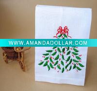 Machine embroidery linen guest towel