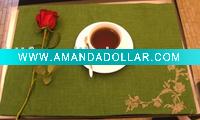 Wholesale green linen embroidered napkin