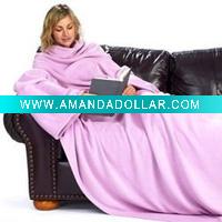 Wholesale 100% polyester polar fleece blanket with sleeves,cozy and warm