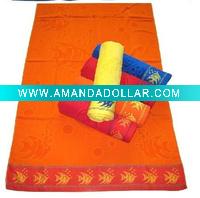 Wholesale cotton velour jacquard beach towel with border