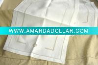 Wholesale pure linen table runner hand hemstitch embroidery