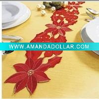 Wholesale Beautiful embroidered red 18*72cm table runner for christmas