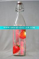 square with decal glass water bottle