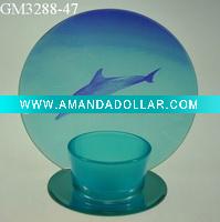 Wholesale glass candle holder with mirror