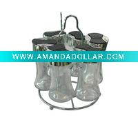 Wholesale Six Glass-Cruets & Stainless Steel Rack
