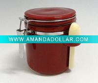 Wholesale 250ml Porcelain sealed canister pot with scoop