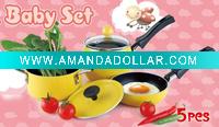 Wholesale 5pcs aluminium nonstick Mini cookware set with silicone handle