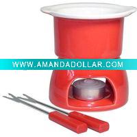 Wholesale red ceramic fondue set at competitive price