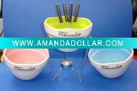 Wholesale ceramic valentine's day fondue set