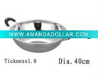 Wholesale 40cm Excellent stainless steel Chinese wok/ pan
