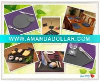 Wholesale Natural Slate Plate / Natural Black Slate Coaster/Rectangular or Round