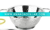 Wholesale 24cm stainless steel colander with handle and thin feet