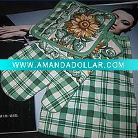 Wholesale Best Selling Green Kitchen Apron Set