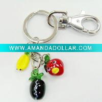 Wholesale fruit keychain/glass key holder/lowest keychain