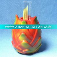 Ceramic decorated toohpick holder dragon fruit
