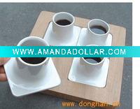 Wholesale 4pcs/set high white porcelain cup with saucer