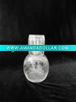 Wholesale clear glass water carafe decanter pitcher with cup