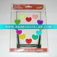 Wholesale heart shape silicone wine glass markers