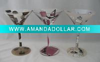 clear glass Martini glass with handpaiting