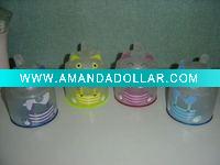 glass cat cup with plastic waterproof lid