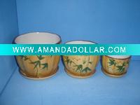 Flower Pot-Green Bamboo Leaves