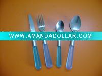 Wholesale stainless steel and PS handle fork and knife and spoon cutlery set
