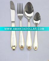 Wholesale gold plated stainless steel cutleryJZ023 fork spoon knife