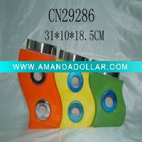 Wholesale Colorful ceramic canister set (gren\yellow\red)(CN29286)
