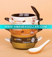Wholesale ceramic soup mug with 2 handle