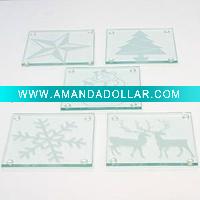 Xmas series pattern glass coasters