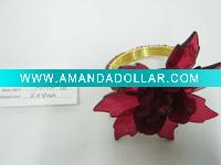 Wholesale Handmade plum purple wide blade flower napkin ring